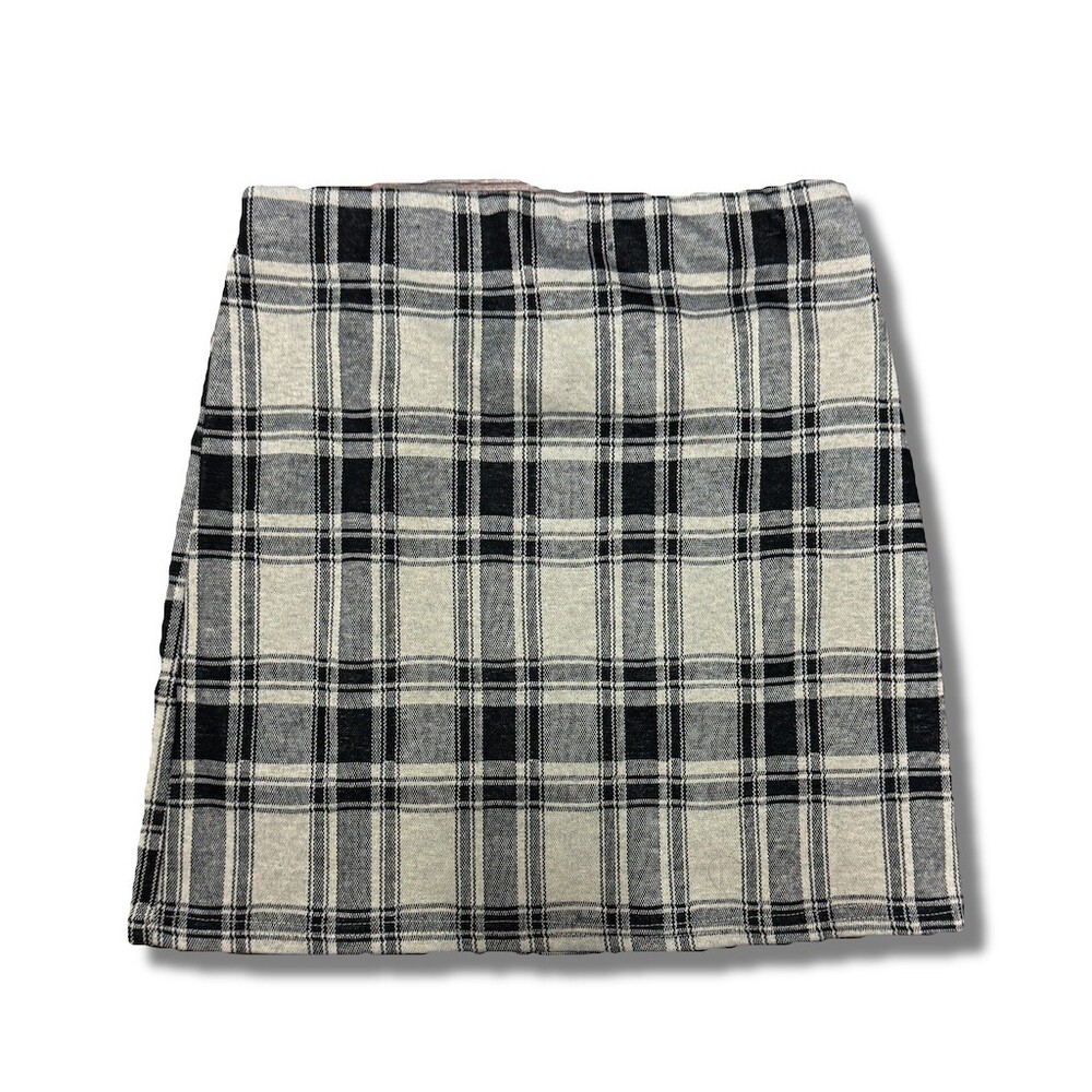 Hesperus Skirt Womens Size S Black Gray Cream Plaid A-Line Mini Pull-On